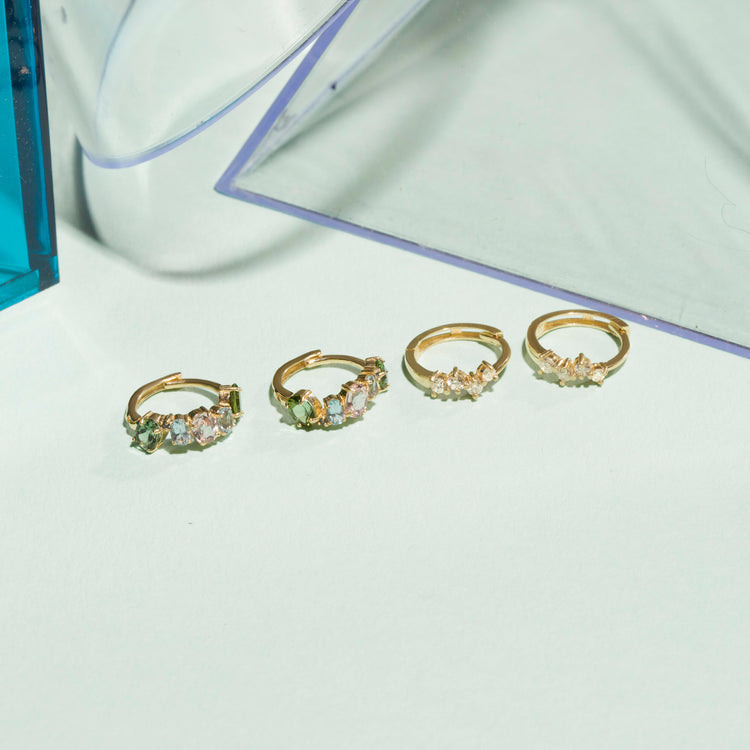 0.50 TCW Round Cut Moissanite Cluster Huggies Earrings in Gold 13