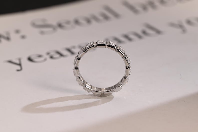 Stunning 0.4 TCW Princess Moissanite Stones Full Eternity Wedding Band 10
