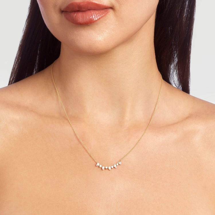 0.70 CT Round & Pear Moissanite Diamond Tiara Necklace in Solid Gold 6