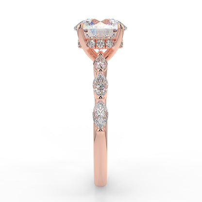 Stunning 2.0 CT Round Moissanite Engagement Ring with Hidden Halo & Pave Design 10