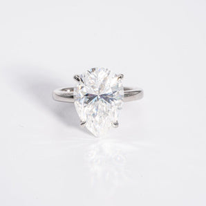 Stunning 5.0 CT Pear Cut Moissanite Engagement Ring with Hidden Halo Design