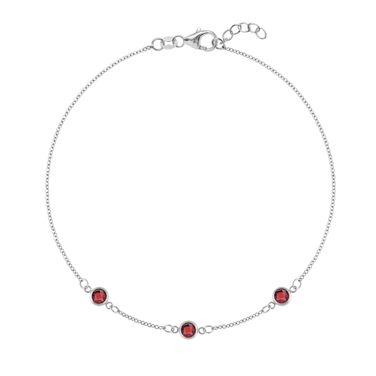 0.75 TCW Round Garnet Lab Made Diamond-January Birthstone Bracelet 9