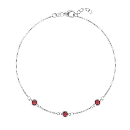 0.75 TCW Round Garnet Lab Made Diamond-January Birthstone Bracelet 9