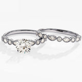 1.50 CT Round Cut Moissanite Bridal Ring Set with Marquise & Round Wedding Bands 3