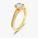 Stunning 1.0 CT Round Moissanite Engagement Ring with Milgrain Pave Design 2