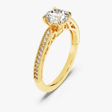Stunning 1.0 CT Round Moissanite Engagement Ring with Milgrain Pave Design 2
