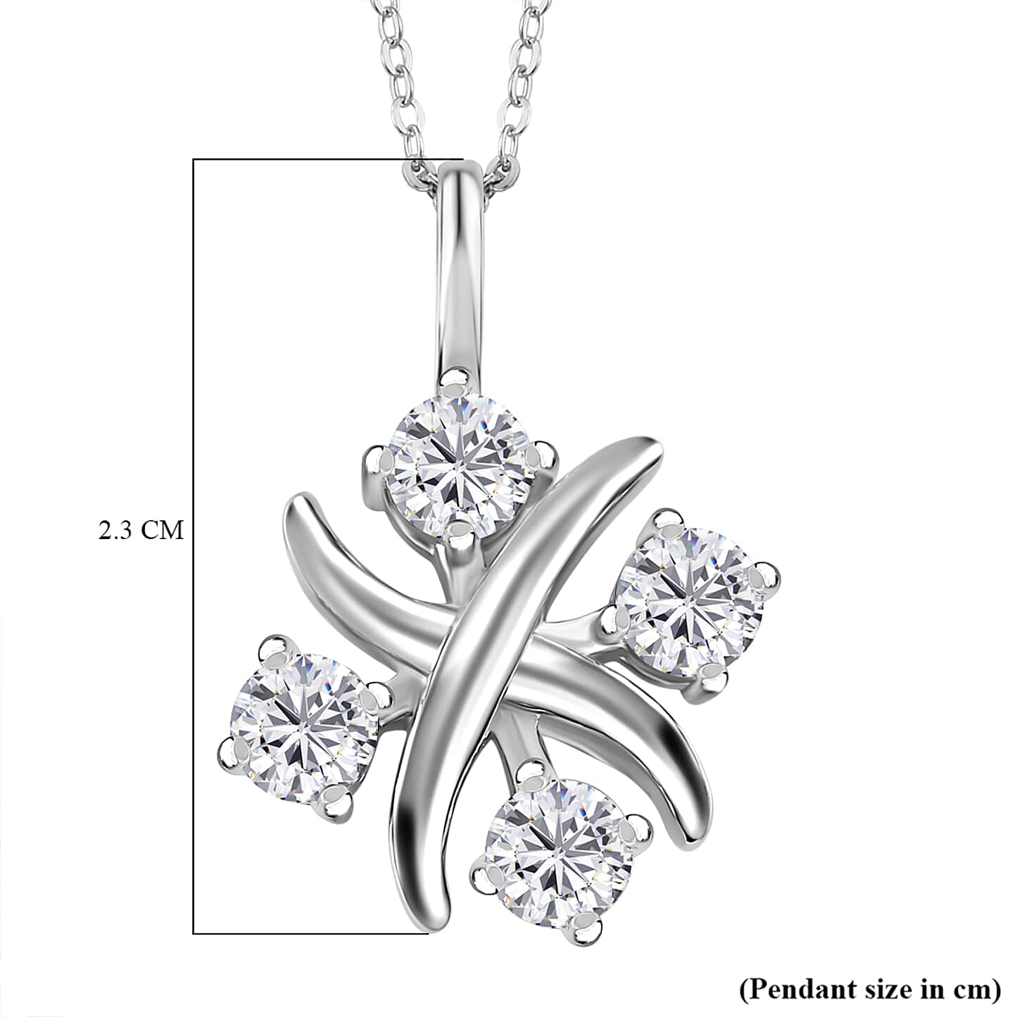 Round Cut Cubic Zirconia in 925 Sterling Silver Necklace 6