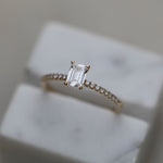 0.50 CT Emerald Cut Pave CVD E/VVS1 Diamond Engagement Ring 5