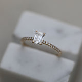 0.50 CT Emerald Cut Pave CVD E/VVS1 Diamond Engagement Ring 5