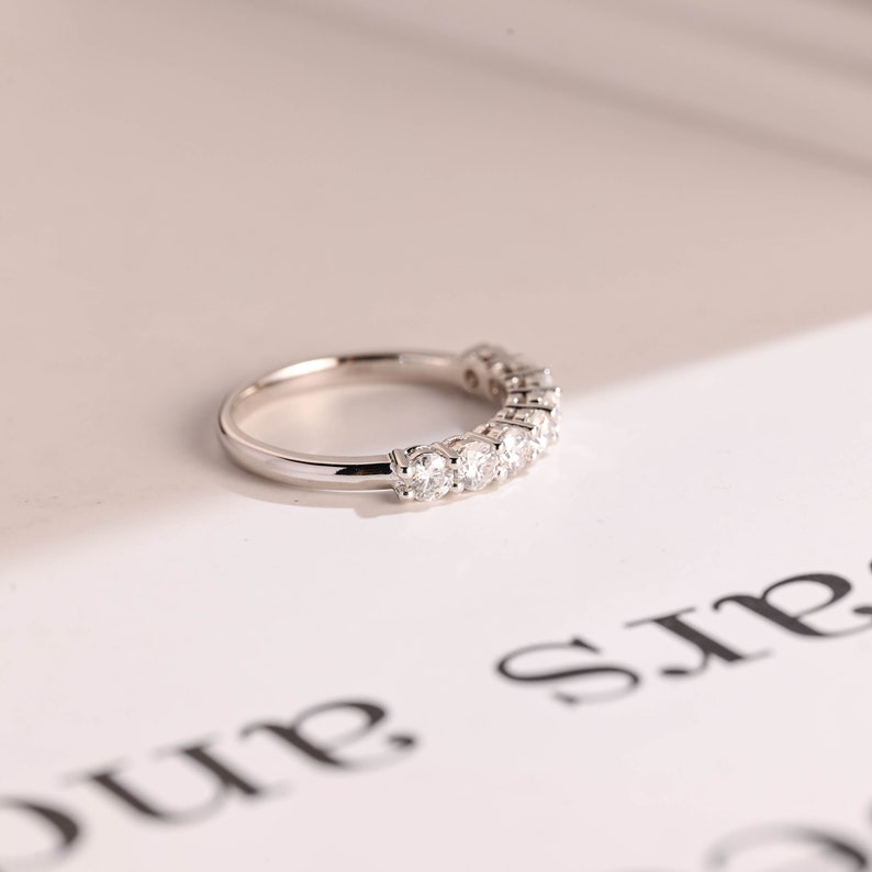 Stunning 0.2 TCW Round Moissanite Stones Half Eternity Wedding Bands 9
