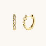 Classic 0.20 TCW Round Cut Moissanite Huggies Earrings in Gold 8
