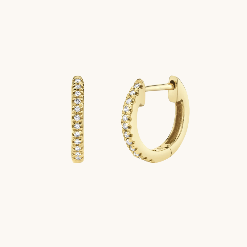Classic 0.20 TCW Round Cut Moissanite Huggies Earrings in Gold 8