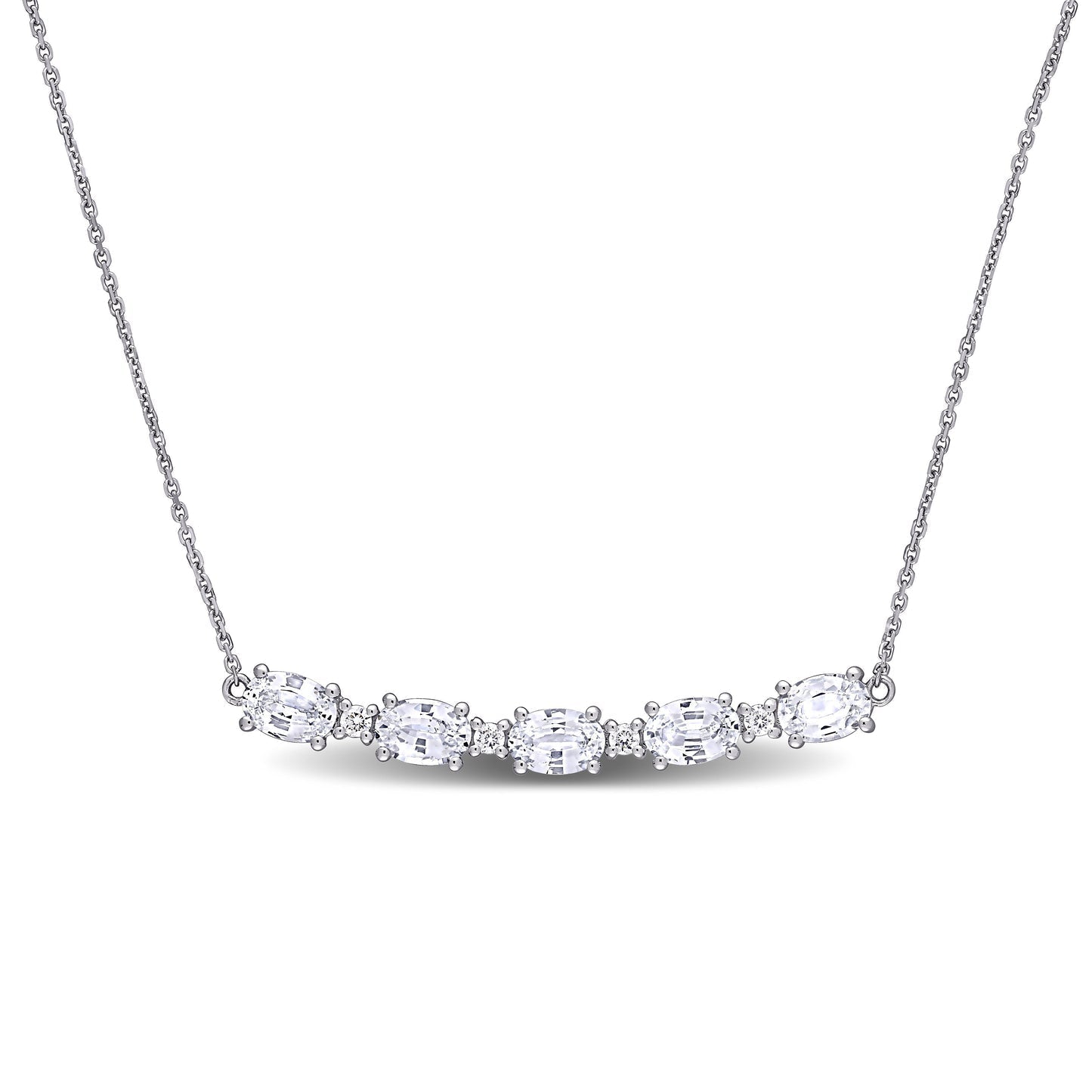 Round Cut Cubic Zirconia in 925 Sterling Silver Necklace 8