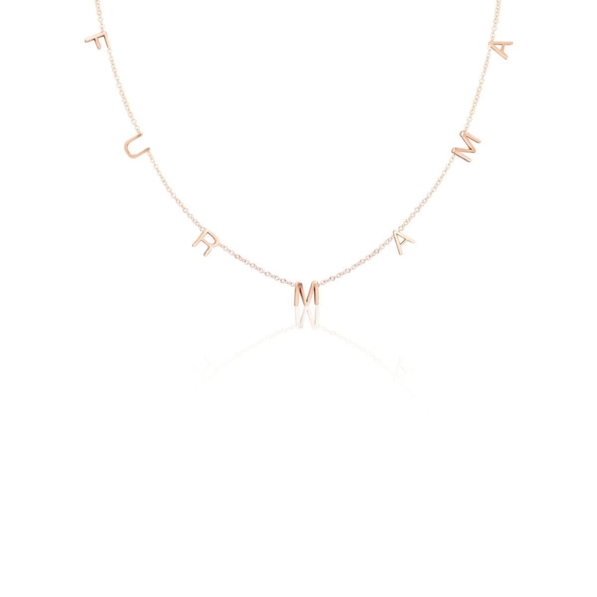 Customized Letter Name Necklace in Solid Gold 1