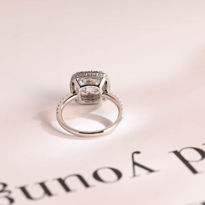 Stunning 1.0 - 2.0 CT Cushion Moissanite Engagement Ring With Pave & Halo Design 10
