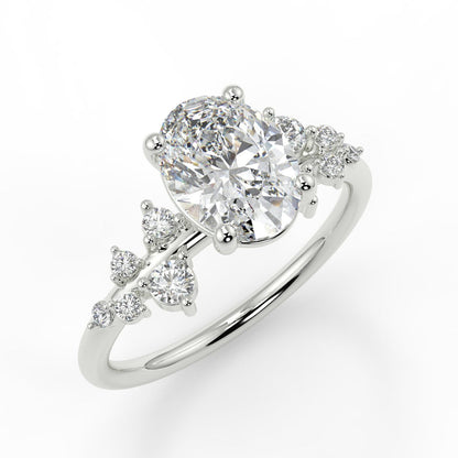 Stunning 1.42 CT Oval Moissanite Engagement Ring with Cluster Design 5