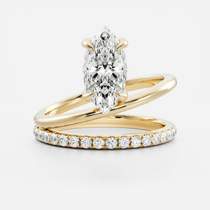 Stunning 1.5-2.5 CT Marquise Moissanite Engagement Ring with Solitaire & Double Band Design