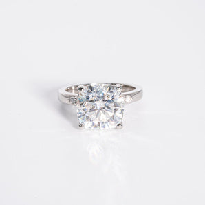 Stunning 4.50 CT Cushion Cut Moissanite Engagement Ring with Pave Design