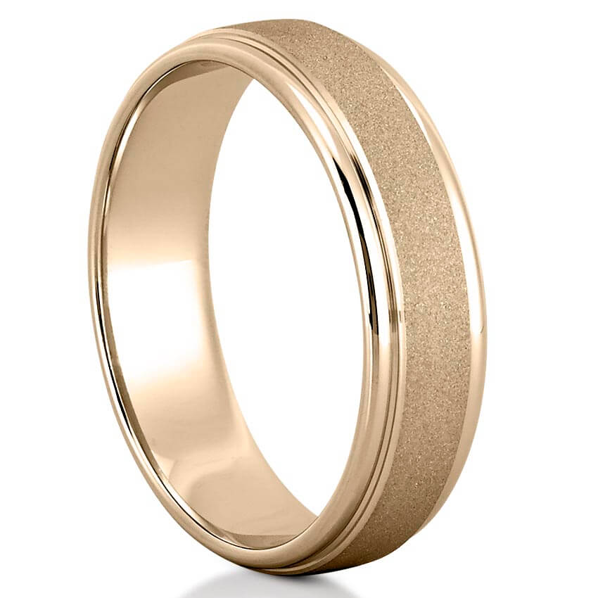 Classic Wire-Brushed Finish Wedding Band for Men's in Solid Gold 2