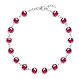 Round Ruby Lab Made Diamond- July Birthstone Dainty Bracelet 7