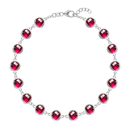 Round Ruby Lab Made Diamond- July Birthstone Dainty Bracelet 7