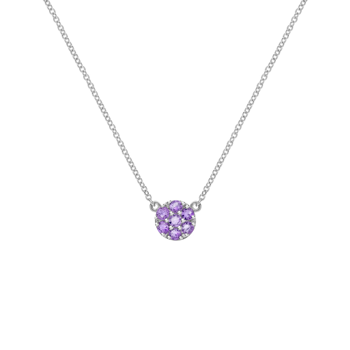 0.84 TCW Round Amethyst Lab Made Diamond-February Birthstone Necklace 5