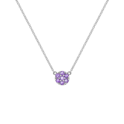 0.84 TCW Round Amethyst Lab Made Diamond-February Birthstone Necklace 5