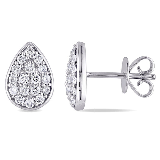 Round Cut Cubic Zirconia in 925 Sterling Silver Earrings 1