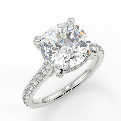 Stunning 2.40 CT Cushion Moissanite Engagement Ring with Hidden Halo & Pave Design 5