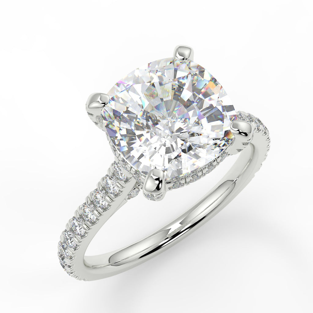 Stunning 2.40 CT Cushion Moissanite Engagement Ring with Hidden Halo & Pave Design 5