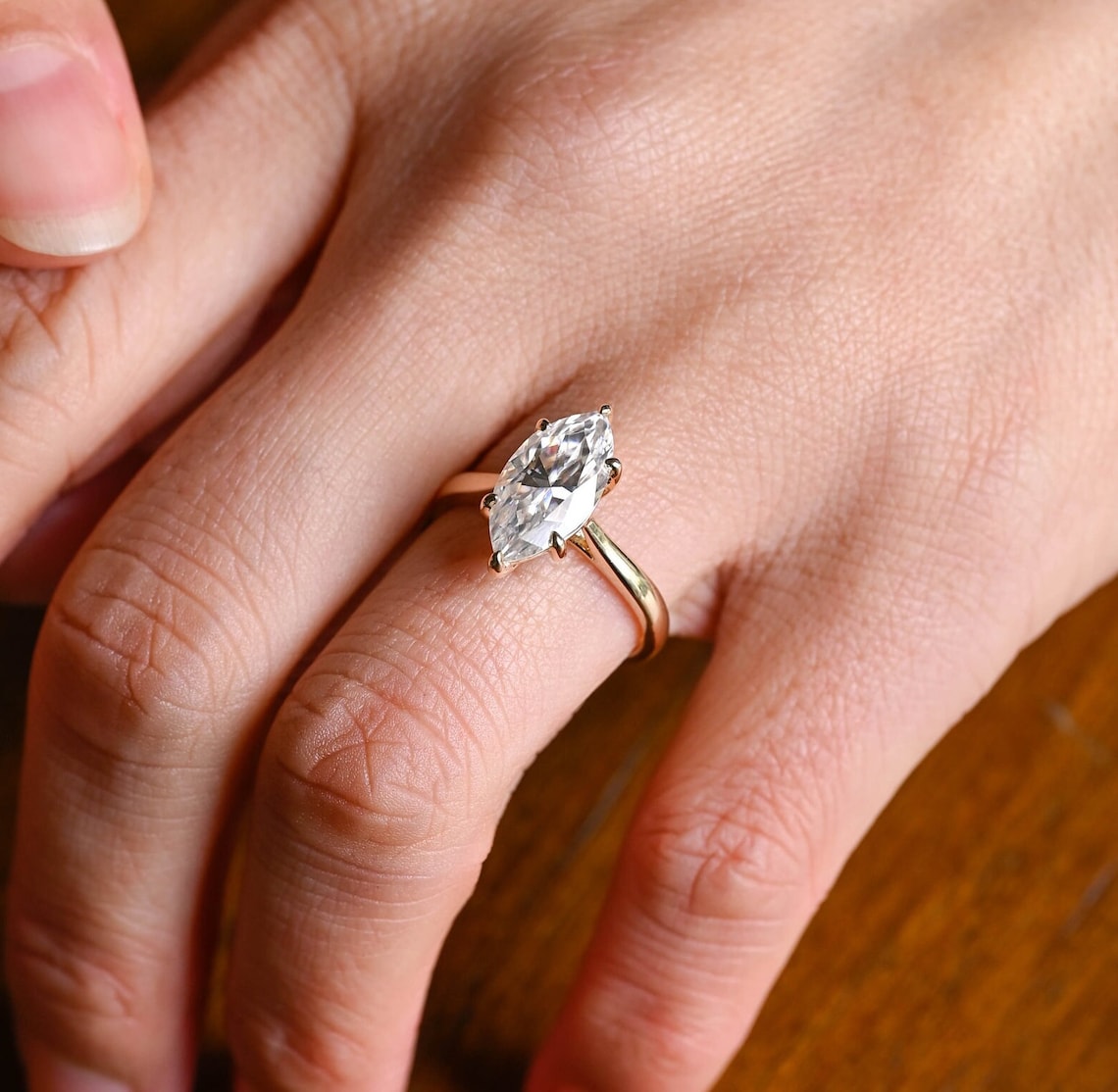 Stunning 2.0 CT Marquise Cut Moissanite Engagement Ring with Solitaire Design 9