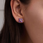 0.15 CT Round Amethyst Lab Made Diamond- February Birthstone Studs 3