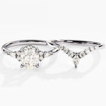 1.50 CT Oval Cut Moissanite Bridal Ring Set with Marquise & Round Wedding Bands 3