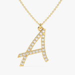 0.30 CT Round Moissanite Diamond Letter Pendant Necklace in Solid Gold 1