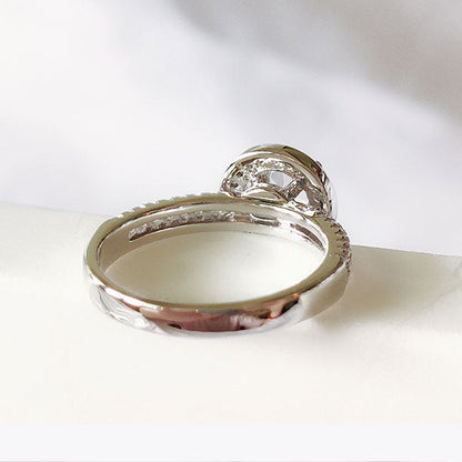 Round Cut Halo & Pave Style Cubic Zirconia in 925 Sterling Silver Ring 11