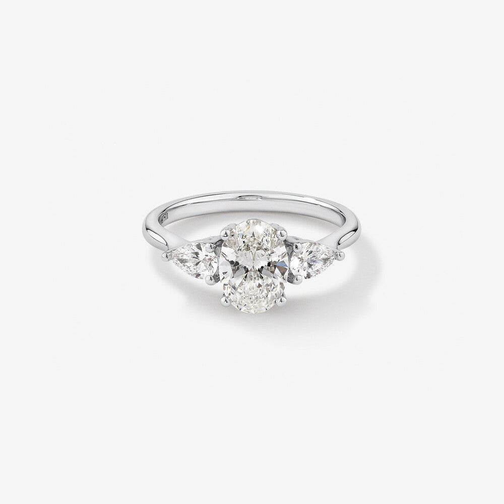 Stunning 1.65 TCW Oval & Pear Moissanite Engagement Ring with Three Stone Design 1