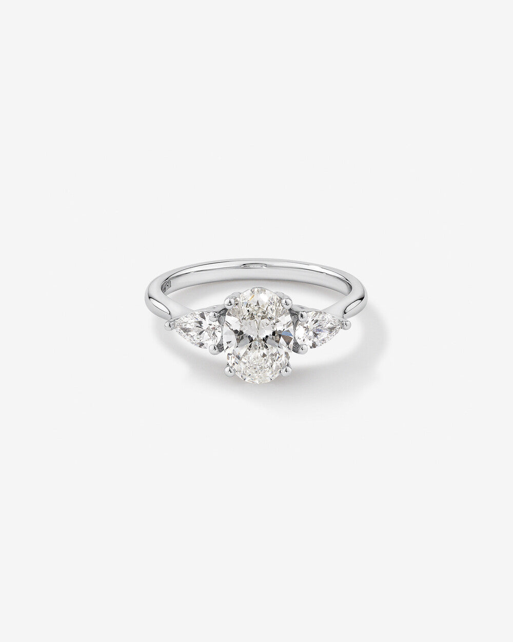 Stunning 1.65 TCW Oval & Pear Moissanite Engagement Ring with Three Stone Design 1