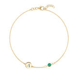 0.25 CT Round Emerald Lab Made Diamond-May Birthstone Chain Bracelet 1
