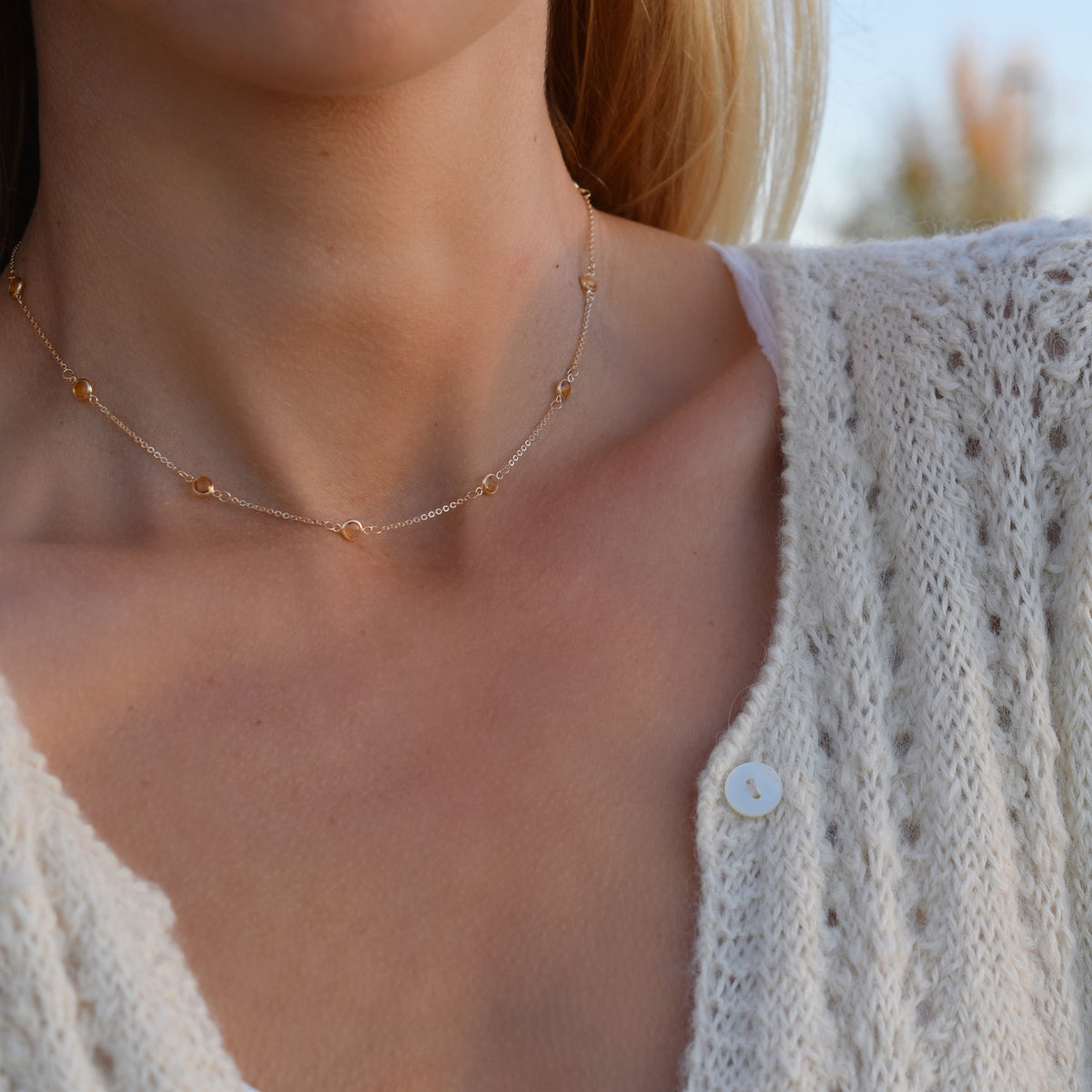 2.75 TCW Round Citrine Lab Made Diamond- November Birthstone Necklace 2