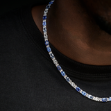 35 CT Oval & Round Moissanite Diamond Tennis Silver Necklace For Him 3