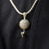 10 CT Round Moissanite Iced Basketball Silver Pendant for Him 2