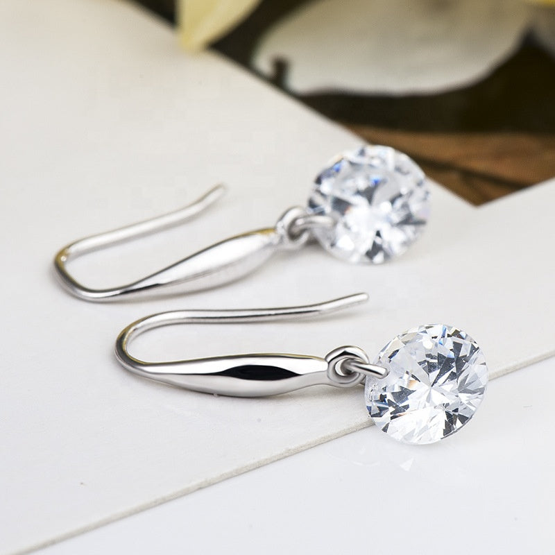 Round Cut Cubic Zirconia in 925 Sterling Silver Earrings 4