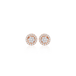 0.57 TCW Round Cut Moissanite 3 in one Halo, Stud & Dangler Earrings in Gold 1