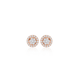 0.57 TCW Round Cut Moissanite 3 in one Halo, Stud & Dangler Earrings in Gold 1