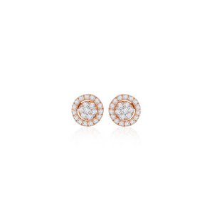 0.57 TCW Round Cut Moissanite 3 in one Halo, Stud & Dangler Earrings in Gold