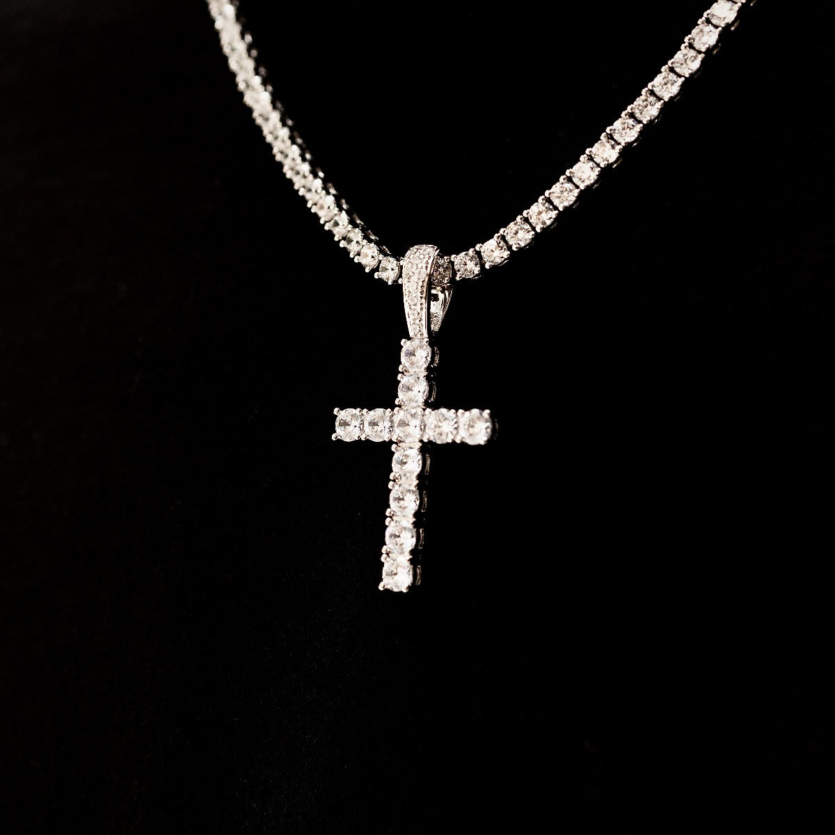 35 CT Round Moissanite Cross Style Silver Pendant for Him 3