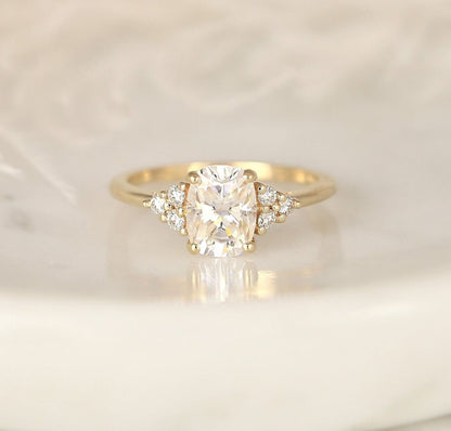 Stunning 1.50 CT Cushion Moissanite Engagement Ring with Cluster Design 4