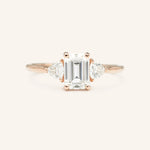 Stunning 2 CT Emerald Moissanite Engagement Ring with Three Stone Design 5