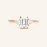 Stunning 2 CT Emerald Moissanite Engagement Ring with Three Stone Design 5