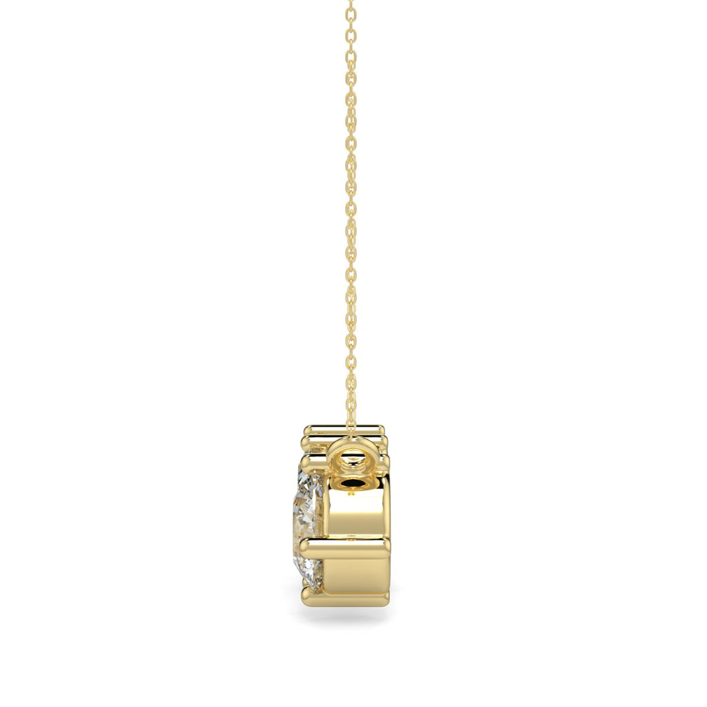 0.70 TCW Round, Marquise & Baguette Moissanite Diamond Three Stone Pendant Necklace in Solid Gold 4